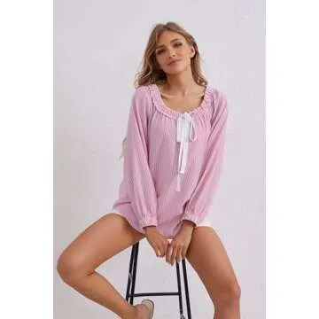 MSBESYOR Women's Striped Tunic with Bow Tie Front