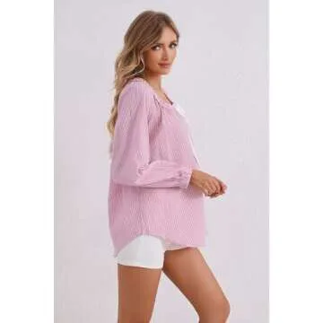 MSBESYOR Women's Striped Tunic with Bow Tie Front