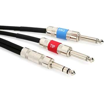 Pro Co 10 Feet IPBQ2Q-10, 1/4 Inches TRS to (2) 1/4 Inches TS Insert Cable