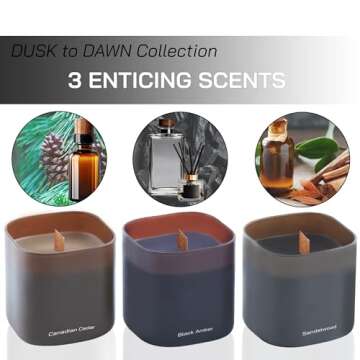 Set of 3 Scented Soy Candles Gift Set | Dusk to Dawn Collection | 3 Scented Candles - Canadian Cedar...