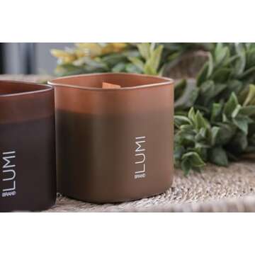 Set of 3 Scented Soy Candles Gift Set | Dusk to Dawn Collection | 3 Scented Candles - Canadian Cedar, Black Amber, and Sandalwood | Crackling Wood Wick | Clean Burn | 50+HR Burn Time, 9.8oz Each