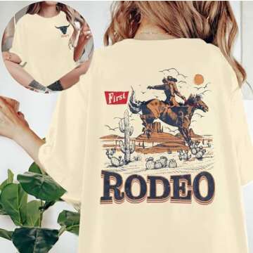 Rodeo Shirts Women Cowgirl Outfits: Casual Country Concert T Shirts Vintage Cow Skull Graphic Tees O...