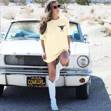 Rodeo Shirts Women Cowgirl Outfits: Casual Country Concert T Shirts Vintage Cow Skull Graphic Tees Oversized Tops