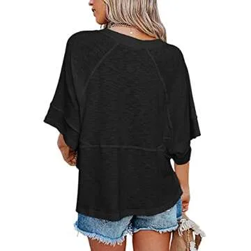 Sovelen Women's Casual Crewneck 3/4 Sleeve T-Shirts