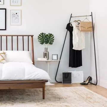 IRIS USA Stylish Corner Clothes Rack for Hanging Clothes, Easy to Assemble, Freestanding Metal Sturdy Garment Rack, Small Space Storage Solution, Modern Versatile Design, Boutique Style, Black