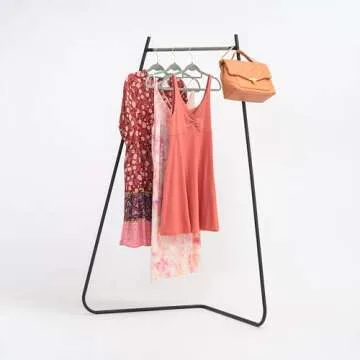 IRIS USA Stylish Corner Clothes Rack for Hanging Clothes, Easy to Assemble, Freestanding Metal Sturdy Garment Rack, Small Space Storage Solution, Modern Versatile Design, Boutique Style, Black