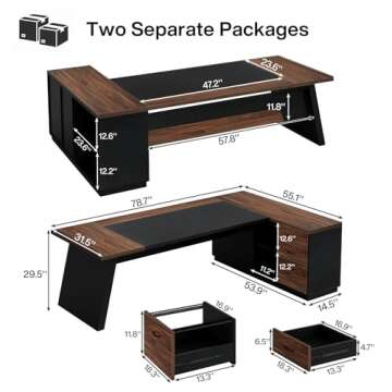Tribesigns 78" L-Shaped Executive Desk with Drawers and Storage Shelves