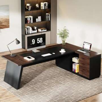 Tribesigns L-Shaped Executive Desk with Storage Solutions