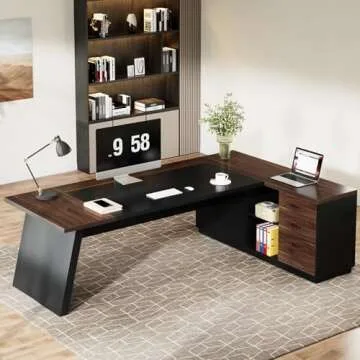 Tribesigns L-Shaped Executive Desk with Storage Solutions
