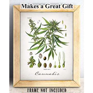 Cannabis - 11x14 Unframed Weed Posters Art Print - Cannabis Illustration, Dispensaries Decor and Marijuana Enthusiasts Gift, Makes Great Marijuana Decor and Stoner Decor Gift