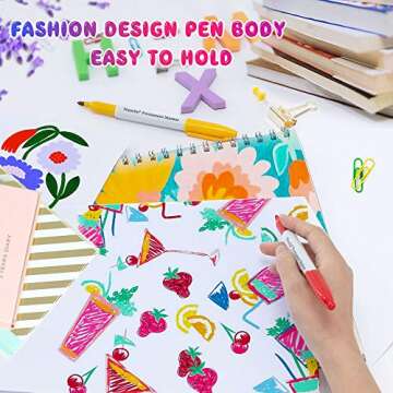 Nicecho Permanent Markers, 30 Colored Fine Point Marker Pens, Waterproof Marker Works on Paper, Plastic, Wood, Metal and Glass