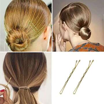 210 PCS 2.2Inch Blonde Bobby Pins for Women Girls, Super Grip Gold Hair Clips with Box, YINGFENG Reu...