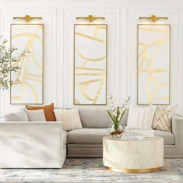 Hard-wired Knurled Picture Light, 19in Brass Picture Light for Wall, Dimmable Brass Art Light, Rotatable 360° Picture Frame Light, Painting Lights for Wall, Bathroom Wall Sconce, E12 Bulbs Included