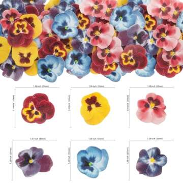 Gyufise 60Pcs Edible Flowers Cake Decorations Beautiful Flowers Cupcake Toppers Pansies Cake Toppers...