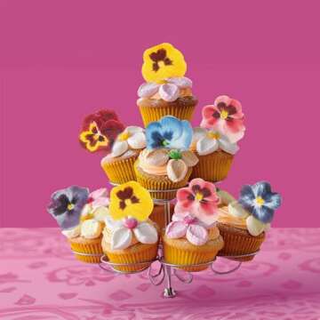 Gyufise 60Pcs Edible Flowers Cake Decorations Beautiful Flowers Cupcake Toppers Pansies Cake Toppers for Wedding Cake Birthday Party Food Decoration Mixed Size & Colour