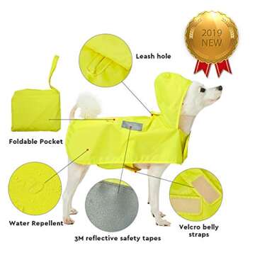 Blueberry Pet 4 Colors 10" Lightweight Packable Hooded Dog Rain Poncho with 3M Reflective Safety Tap...