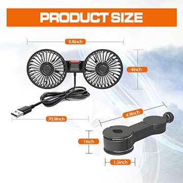 Fogfar Double-headed 360° Car Fan - Cooling Air Fan for Backseat