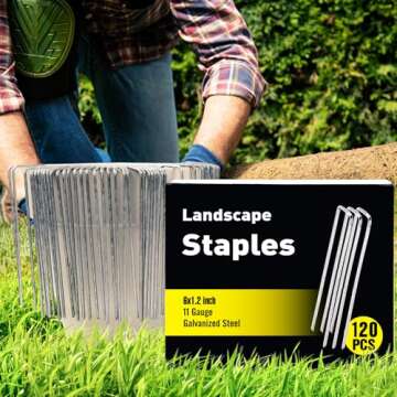 Durable 120 Pack 6 Inch Landscape Staples for Gardens
