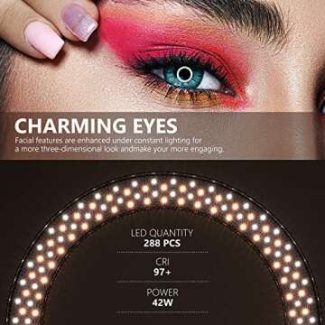 Neewer 18-inch RGB Ring Light with APP Control, Dimmable Bi-Color 3200K-5600K CRI 97+ LED Ring Light with Stand, 0-360 Full Color, 9 Scenes Effect for Selfie/Makeup/Party/Vlog/YouTube/Photography