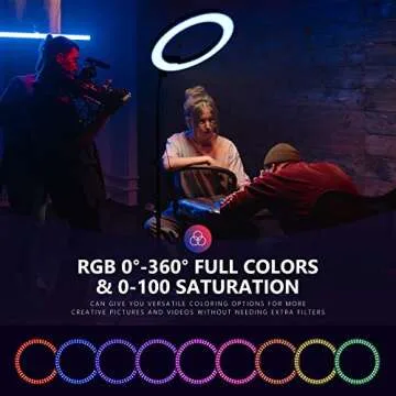 Neewer 18-inch RGB Ring Light with APP Control, Dimmable Bi-Color 3200K-5600K CRI 97+ LED Ring Light with Stand, 0-360 Full Color, 9 Scenes Effect for Selfie/Makeup/Party/Vlog/YouTube/Photography