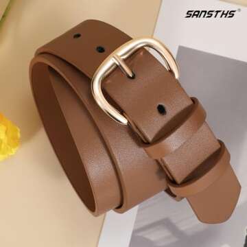 Elegant SANSTHS Women Leather Belt for Every Outfit
