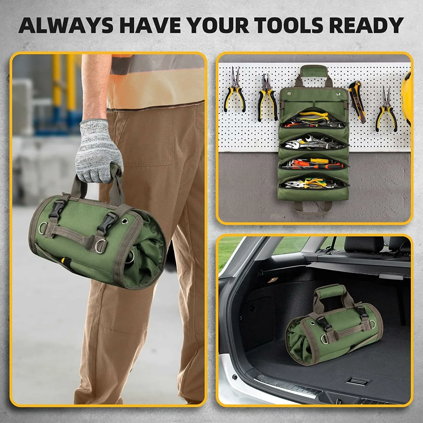 Heavy Duty Tool Bag Roll Up for Men and Women