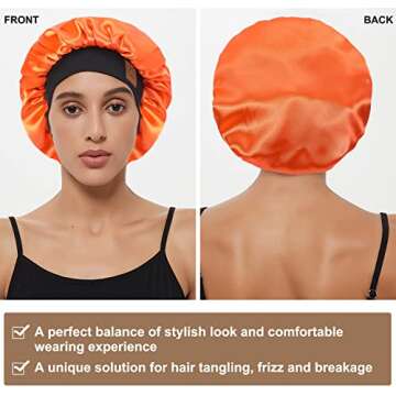 Hat Hut Satin Bonnet Silk Bonnet Sleep Cap for Women Hair Bonnet for Curly Natural Hair Sleeping Adj...