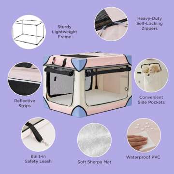 Lesure Soft Collapsible Dog Crate - 26 Inch Portable Travel Crate for Small Dogs Indoor & Outdoor, 4-Door Foldable Pet Kennel with Durable Mesh Windows, Pink