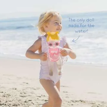 Sandy Beach Doll Waterproof Clear, Fill with Sand for Swimming, Toddler Bath, Montessori Toy Gift for Water, Beach, Pool, Playground (Soft Pink)