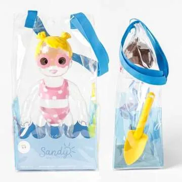 Sandy Beach Doll Waterproof Clear, Fill with Sand for Swimming, Toddler Bath, Montessori Toy Gift for Water, Beach, Pool, Playground (Soft Pink)