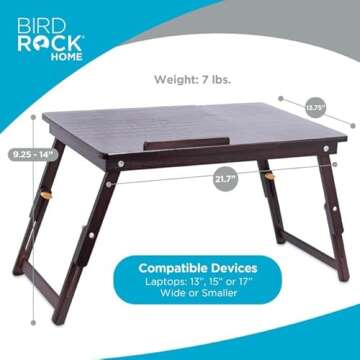 Bamboo Lap Tray with Adjustable Surface for Work & Play