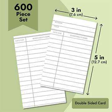 500 Pack Blank Library Cards for School Book Checkouts, CDs, DVDs, Vinyl Records, Classroom Supplies, Record Keeping, Tracking, Organizing, Storage, Vintage-Style (3x5 inch)