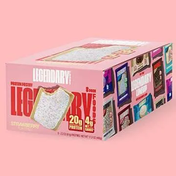 Legendary Foods 20 gr Protein Pastry- Low Carb Tasty Protein Bar Alternative, Keto Friendly, No Sugar Added High Protein Snacks, Gluten Free Breakfast, Keto Food - Strawberry (8-Pack)