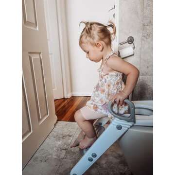 Dreambaby Toddler Toilet Seat with Steps - Adjustable Potty Seat with Steps & Splash Guard, Potty Seat with Ladder, Ergonomic Handles, Non-Slip Pads, Fits Most Toilets,Potty Training Seat Potty Ladder