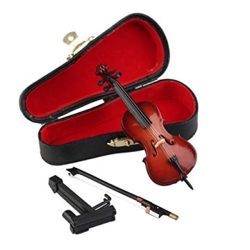 Dselvgvu Wooden Miniature Cello with Stand and Bow - Non-Playable Musical Instrument Replica