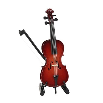Dselvgvu Wooden Miniature Cello Replica for Home Decor