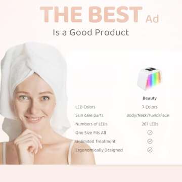 FXXXCUWUU Led-Light-Therapy, Red Light Therapy for Face 7 in 1 Colors LED Facial Skin Care Tool Facial Neck Body Hand Skincare Mask