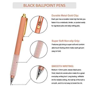 Linbsunne Ballpoint Pens Medium Point 1mm Black Ink Work Pen with Super Soft Grip Ball Point Pen for...