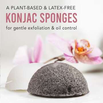 Konjac Sponge - 2 Pack of Natural Facial Sponges for Gentle Cleansing and Face Exfoliating Loofah fo...