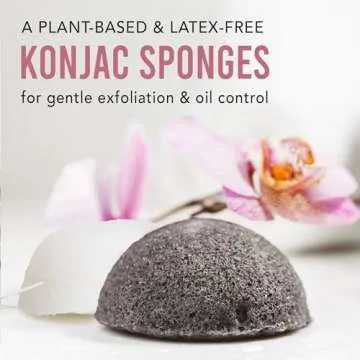 Konjac Sponge - 2 Pack of Natural Facial Sponges for Gentle Cleansing and Face Exfoliating Loofah fo...