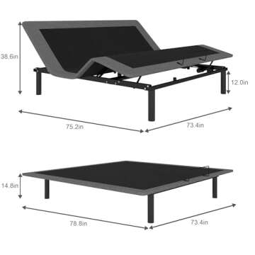 GOLDORO King Size Adjustable Bed Frame with Adjustable Legs, Electric Bed Base, Wireless Remote Cont...