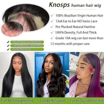 Knosps 30 Inch 13x6 Lace Front Wigs Human Hair Pre Plucked Straight HD Lace Front Wigs Human Hair 180 Density 13x6 Frontal Wigs Human Hair with Baby Hair Straight Glueless Wigs Human Hair for Women