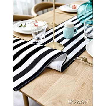 Elegant BOXAN Black and White Striped Table Runner for All Occasions
