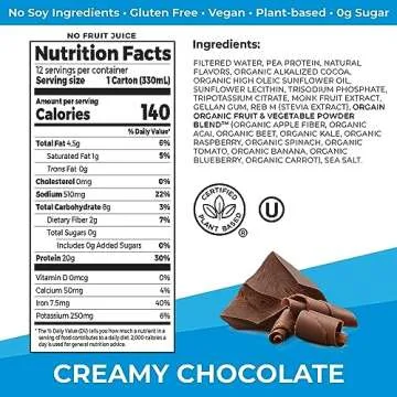 Orgain Vegan Protein Shake - 20g Chocolate Protein Drink