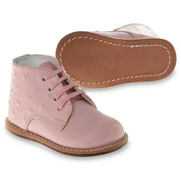 Josmo Baby Unisex Walking Shoes First Walker, Baby First Walker Shoes - Pink Ostrich (Size 3 Infant)