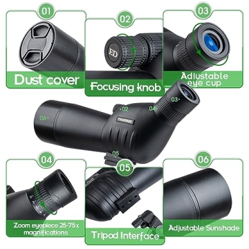 YUANZIMOO 25-75X60 Spotting Scope for Bird Watching