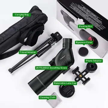 YUANZIMOO 25-75X60 Spotting Scope for Bird Watching