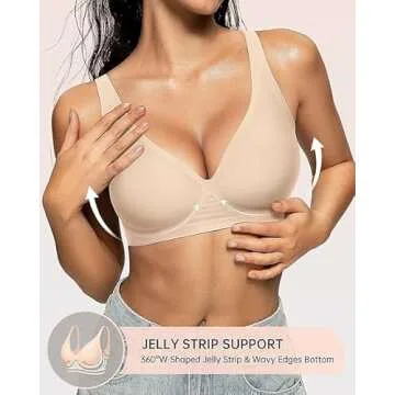 OEAK Womens Deep V Bras Comfortable Bras Support Push Up Bralettes Low Cut no Underwire Bras Plunge ...