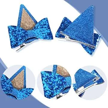 IKUHRMO Blue Ears Hair Clips, 4 PCS Hair Pin Barrettes Hair Accessories for Halloween Costume Birthd...