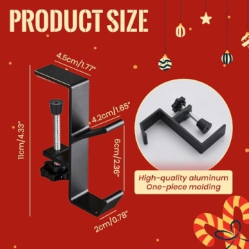 Adjustable Garland & Stocking Holders – 8PCS Black